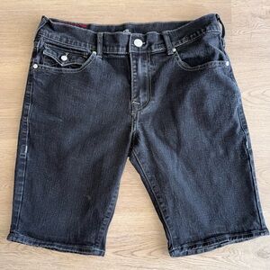 True Religion Ricky Relaxed Straight Black Denim Cut aoff Shorts Men’s- Size 32